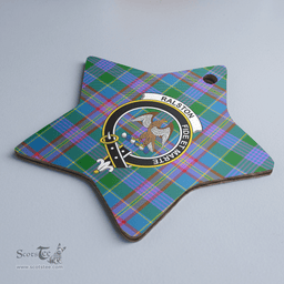 Scottish Ralston Clan Tartan Crest Star Ceramic Ornament