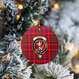 Scottish Murray of Tulloch Modern Clan Tartan Ceramic Ornament - Crest Round Style Scottish Plaid Tartan Plaid