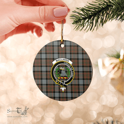 Scottish MacLaren Weathered Clan Tartan Crest Round Ceramic Ornament