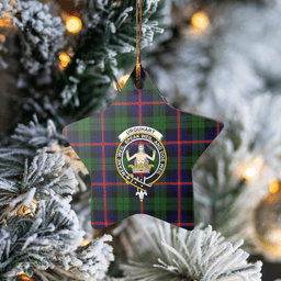 Scottish Urquhart Modern Clan Tartan Crest Star Ceramic Ornament