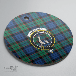 Scottish Fletcher Ancient Clan Tartan Crest Round Ceramic Ornament