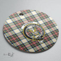 Scottish Stewart Dress Ancient Clan Tartan Ceramic Ornament - Crest Round Style Scottish Plaid Tartan Plaid