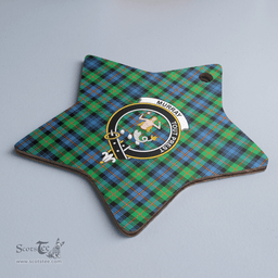 Scottish Murray of Atholl Ancient Clan Tartan Crest Star Ceramic Ornament