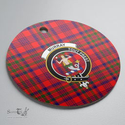 Scottish Murray of Tulloch Modern Clan Tartan Ceramic Ornament - Crest Round Style Scottish Plaid Tartan Plaid