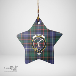 Scottish MacRae Hunting Modern Clan Tartan Crest Star Ceramic Ornament