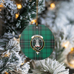 Scottish MacLean Hunting Ancient Clan Tartan Crest Round Ceramic Ornament