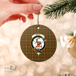 Scottish Scott Brown Modern Clan Tartan Ceramic Ornament - Crest Round Style Scottish Plaid Tartan Plaid