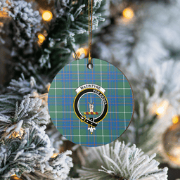 Scottish MacIntyre Hunting Ancient Clan Tartan Crest Round Ceramic Ornament