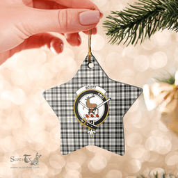 Scottish Scott Black & White Ancient Clan Tartan Crest Star Ceramic Ornament