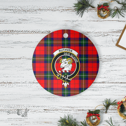 Scottish Ruthven Modern Clan Tartan Ceramic Ornament - Crest Round Style Scottish Plaid Tartan Plaid