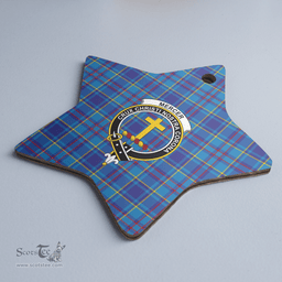Scottish Mercer Modern Clan Tartan Crest Star Ceramic Ornament