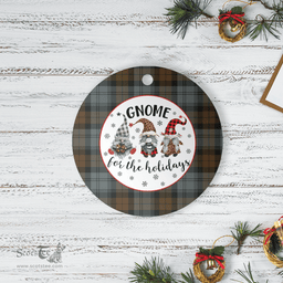 Scottish Blackwatch Weathered Clan Tartan Ceramic Ornament - Gnome Round Style Scottish Plaid Tartan Plaid