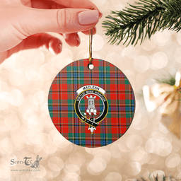 Scottish MacLean of Duart Ancient Clan Tartan Crest Round Ceramic Ornament