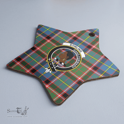Scottish Stirling (of Keir) Clan Tartan Crest Star Ceramic Ornament