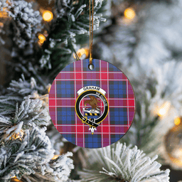 Scottish Graham of Menteith Red Clan Tartan Crest Round Ceramic Ornament