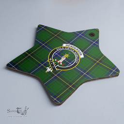 Scottish Henderson Modern Clan Tartan Crest Star Ceramic Ornament