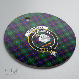 Scottish Campbel of Cawdor Modern Clan Tartan Crest Round Ceramic Ornament