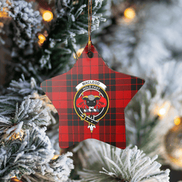 Scottish MacLeod of Raasay Clan Tartan Crest Star Ceramic Ornament