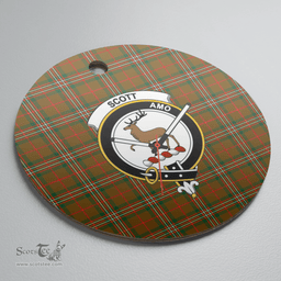 Scottish Scott Brown Modern Clan Tartan Ceramic Ornament - Crest Round Style Scottish Plaid Tartan Plaid