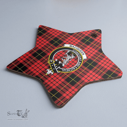 Scottish MacQueen Modern Clan Tartan Crest Star Ceramic Ornament
