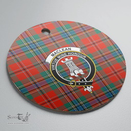 Scottish MacLean of Duart Ancient Clan Tartan Crest Round Ceramic Ornament