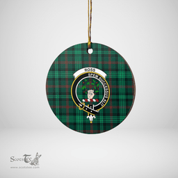 Scottish Ross Hunting Modern Clan Tartan Ceramic Ornament - Crest Round Style Scottish Plaid Tartan Plaid