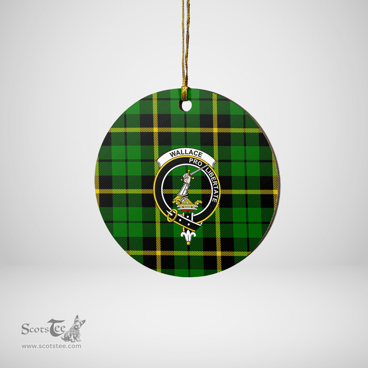 Scottish Wallace Hunting Green Clan Tartan Ceramic Ornament - Crest Round Style Scottish Plaid Tartan Plaid