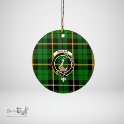 Scottish Wallace Hunting Green Clan Tartan Ceramic Ornament - Crest Round Style Scottish Plaid Tartan Plaid