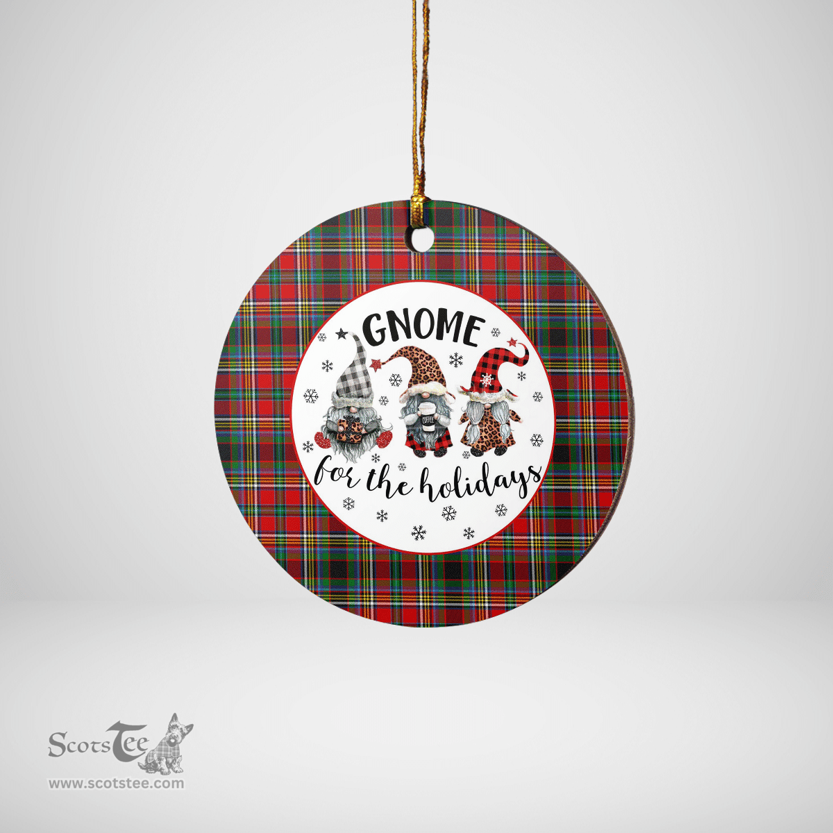 Scottish Anderson of Arbrake Clan Tartan Ceramic Ornament - Gnome Round Style Scottish Plaid Tartan Plaid