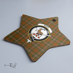 Scottish Scott Brown Modern Clan Tartan Crest Star Ceramic Ornament