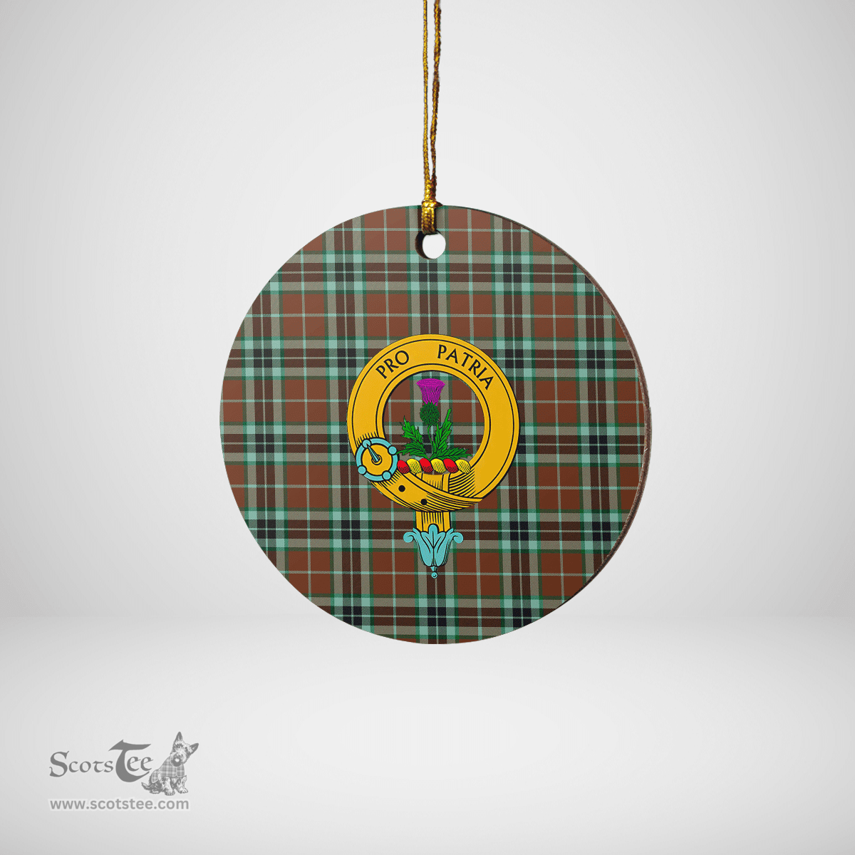 Scottish Thomson Hunting Modern Clan Tartan Ceramic Ornament - Crest Round Style Scottish Plaid Tartan Plaid