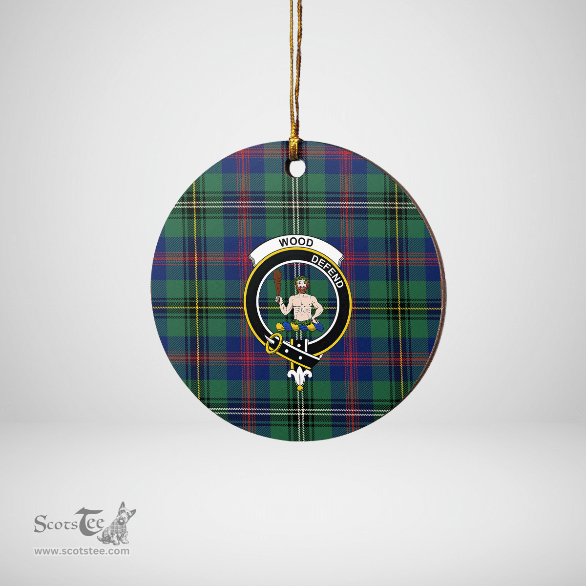 Scottish Wood Modern Clan Tartan Ceramic Ornament - Crest Round Style Scottish Plaid Tartan Plaid