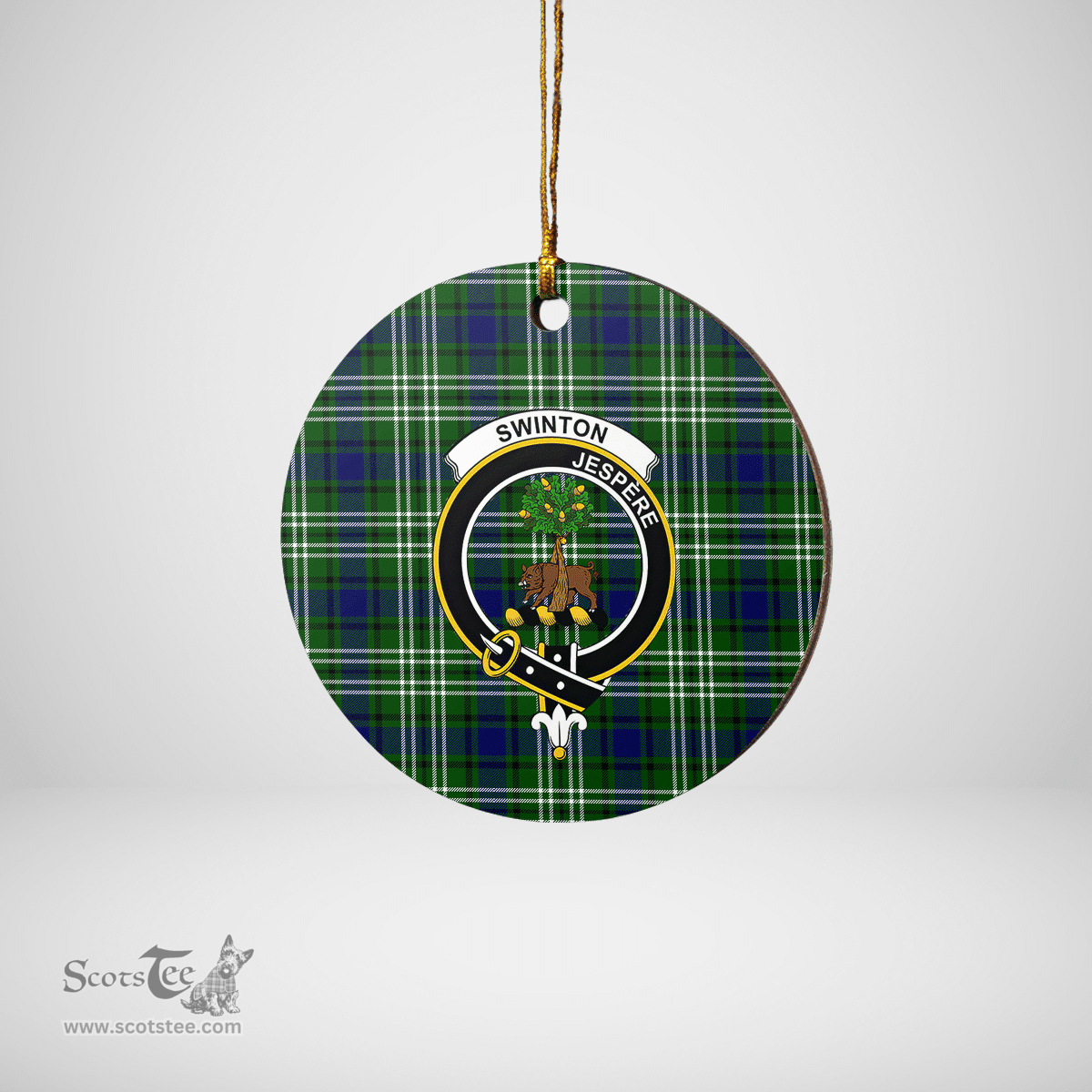 Scottish Swinton (Tweedside) Clan Tartan Ceramic Ornament - Crest Round Style Scottish Plaid Tartan Plaid