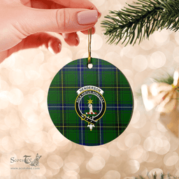 Scottish Henderson Modern Clan Tartan Crest Round Ceramic Ornament