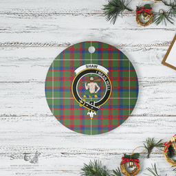 Scottish Shaw Green Modern Clan Tartan Ceramic Ornament - Crest Round Style Scottish Plaid Tartan Plaid