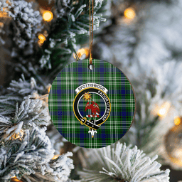 Scottish Spottiswood (Tweedside) Clan Tartan Ceramic Ornament - Crest Round Style Scottish Plaid Tartan Plaid