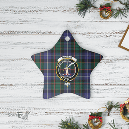 Scottish MacRae Hunting Modern Clan Tartan Crest Star Ceramic Ornament
