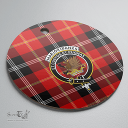 Scottish Marjoribanks Clan Tartan Ceramic Ornament - Crest Round Style Scottish Plaid Tartan Plaid