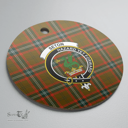 Scottish Seton Hunting Modern Clan Tartan Ceramic Ornament - Crest Round Style Scottish Plaid Tartan Plaid