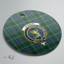 Scottish Stewart Hunting Modern Clan Tartan Ceramic Ornament - Crest Round Style Scottish Plaid Tartan Plaid