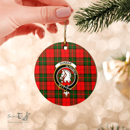 Scottish Dunbar Modern Clan Tartan Crest Round Ceramic Ornament