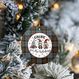 Scottish Blackwatch Weathered Clan Tartan Ceramic Ornament - Gnome Round Style Scottish Plaid Tartan Plaid