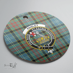 Scottish Paisley District Clan Tartan Ceramic Ornament - Crest Round Style Scottish Plaid Tartan Plaid