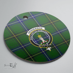 Scottish Henderson Modern Clan Tartan Crest Round Ceramic Ornament