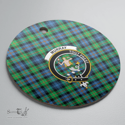 Scottish Murray of Atholl Ancient Clan Tartan Ceramic Ornament - Crest Round Style Scottish Plaid Tartan Plaid