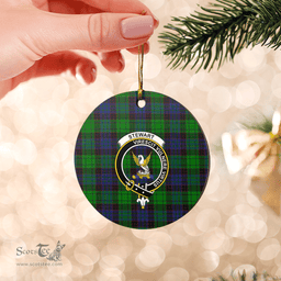 Scottish Stewart Old Modern Clan Tartan Ceramic Ornament - Crest Round Style Scottish Plaid Tartan Plaid