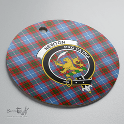 Scottish Newton (Edingburg) Clan Tartan Ceramic Ornament - Crest Round Style Scottish Plaid Tartan Plaid