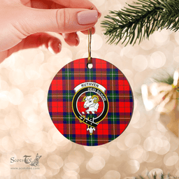 Scottish Ruthven Modern Clan Tartan Ceramic Ornament - Crest Round Style Scottish Plaid Tartan Plaid