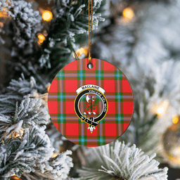 Scottish MacLaine of Loch Buie Clan Tartan Crest Round Ceramic Ornament