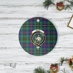 Scottish Wood Modern Clan Tartan Ceramic Ornament - Crest Round Style Scottish Plaid Tartan Plaid